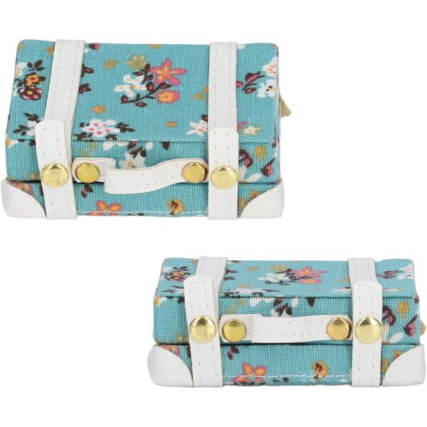 Mini-Metallkoffer für Puppenhaus 1:6 – Blaues dekoratives Accessoire 7,5 x 5 x 2,5 cm
