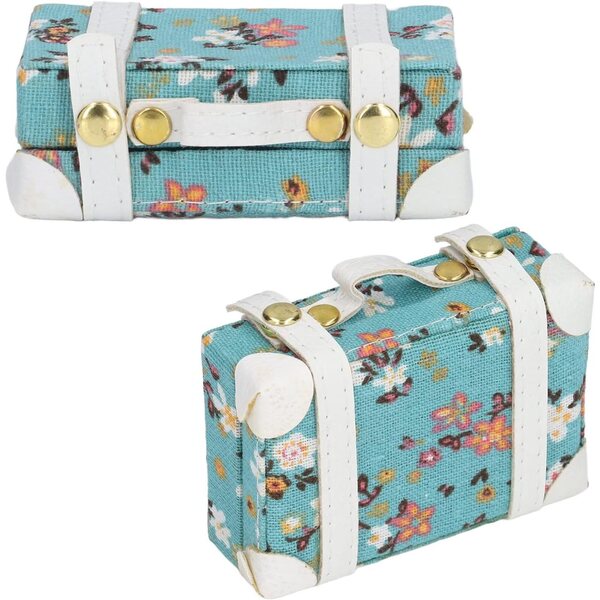 Mini-Metallkoffer für Puppenhaus 1:6 – Blaues dekoratives Accessoire 7,5 x 5 x 2,5 cm