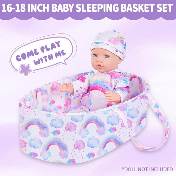 Realistisches Kleidungsset für 46-cm-Puppen mit Zubehör und klappbarer Wiege