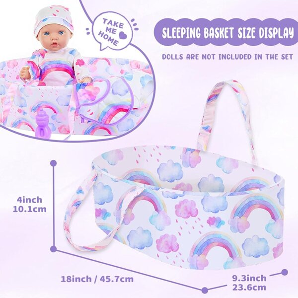 Realistisches Kleidungsset für 46-cm-Puppen mit Zubehör und klappbarer Wiege