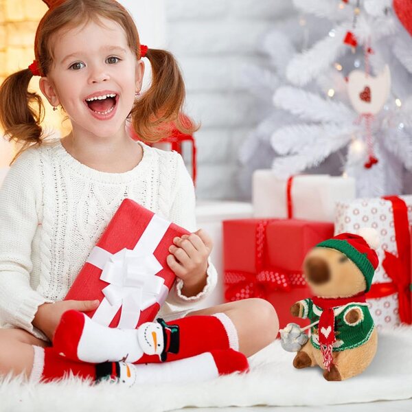 Set vestiti natalizi per bambole capibara 10" con cappello, sciarpa, maglione e borsa rossi