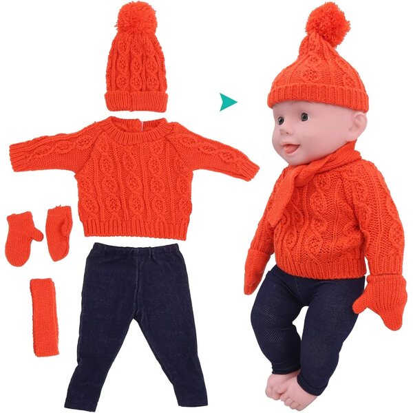 Set Vestiti Invernali per Bambole da 18 Pollici – Maglione, Pantaloni, Cappello e Sciarpa ZJchao