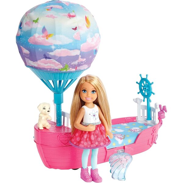 Barbie Chelsea Magica Barca dei Sogni con Ali Mobili e Rotelle Nascoste Dreamtopia