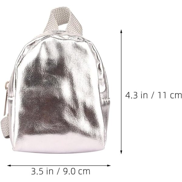 Set 2 Zaini in Miniatura Argento per Bambole - Accessori per Casa delle Bambole e Giochi di Finzione