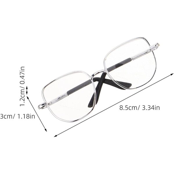 4 transparente quadratische Gläser für Puppen, Metallrahmen, Miniaturzubehör