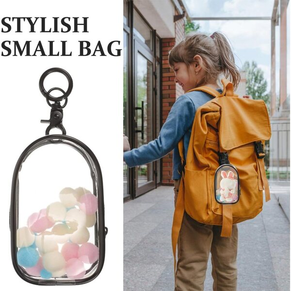 GALPADA Borsa Trasparente per Bambole 2 Pezzi con Gancio e Decorazione Soffice