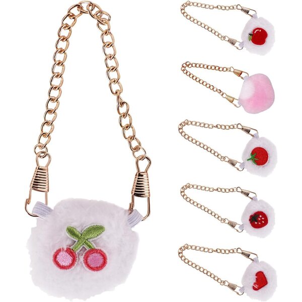 VICASKY Set mit 6 Mini-Umhängetaschen aus Plüsch mit Fruchtmotiven für BJD-Puppen, 17 cm
