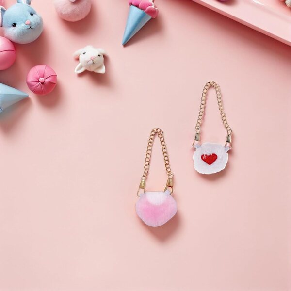 VICASKY Set mit 6 Mini-Umhängetaschen aus Plüsch mit Fruchtmotiven für BJD-Puppen, 17 cm