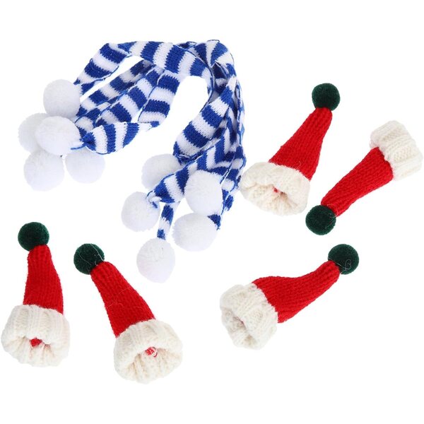 ERINGOGO 5 set mini cappello e sciarpa di lana natalizi per decorazioni e fai da te