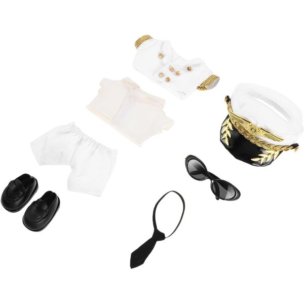 Kapitänsanzug für Plüschpuppen mit komplettem Zubehör für Cosplay und Dekoration