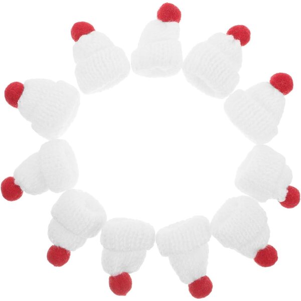 Set 12 Mini Cappelli di Natale in Maglia per Bambole, Decorazioni Fai da Te in Lana