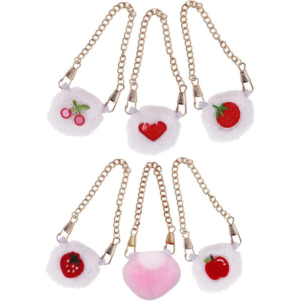 Set 6 Mini Borse a Tracolla in Peluche a Forma di Frutta per Bambole BJD 17 cm