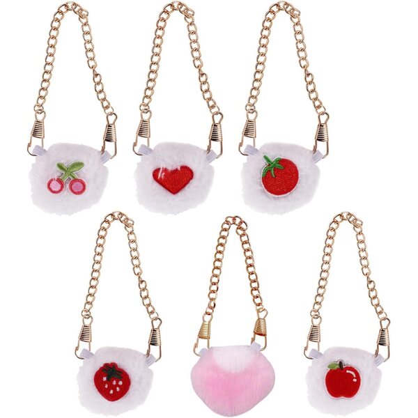 Set 6 Mini Borse a Tracolla in Peluche a Forma di Frutta per Bambole BJD 17 cm