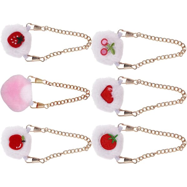 Set mit 6 Mini-Umhängetaschen aus Plüsch in Fruchtform für 17 cm große BJD-Puppen