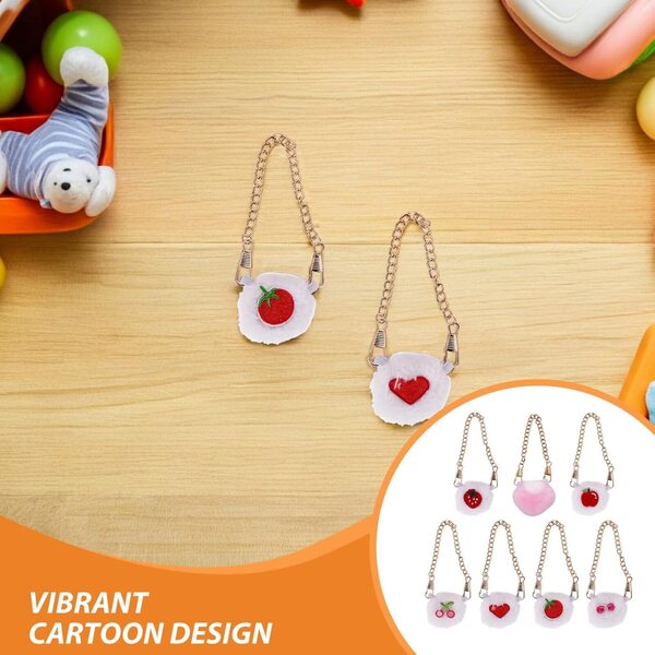 Set mit 6 Mini-Umhängetaschen aus Plüsch in Fruchtform für 17 cm große BJD-Puppen