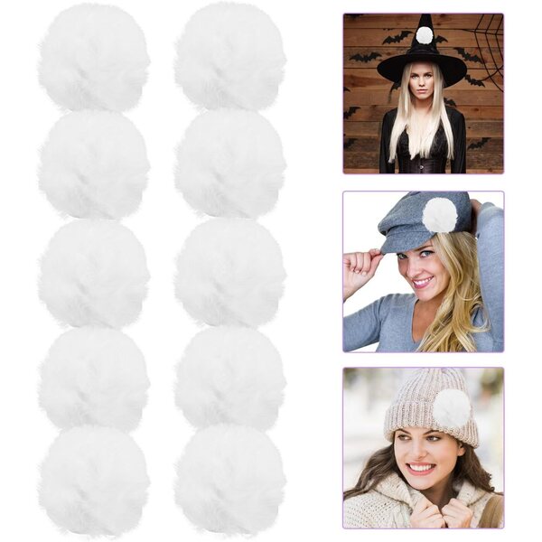 Set 10 Code Di Coniglio Pelose Bianche Con Spilla, Accessori Costume Morbidi Per Feste