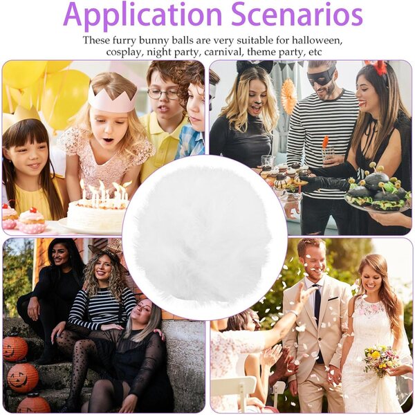 Set 10 Code Di Coniglio Pelose Bianche Con Spilla, Accessori Costume Morbidi Per Feste