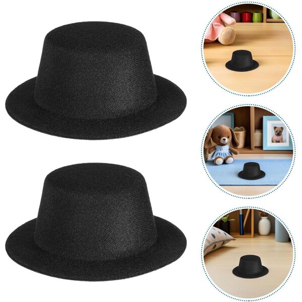 15 Mini Cappelli a Cilindro Neri in Feltro per Decorazioni Fai da Te e Accessori Natalizi