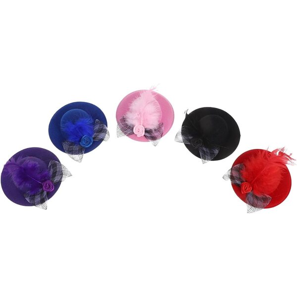 Mini Cappelli a Cilindro per Bambole 5 Pezzi Assortiti - Accessori Creativi e Leggeri per Miniature
