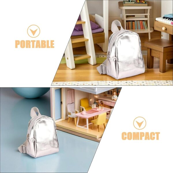 Alasum Set 2 Mini Zaini per Bambole con Cerniera, Accessori Resistenti e Portatili