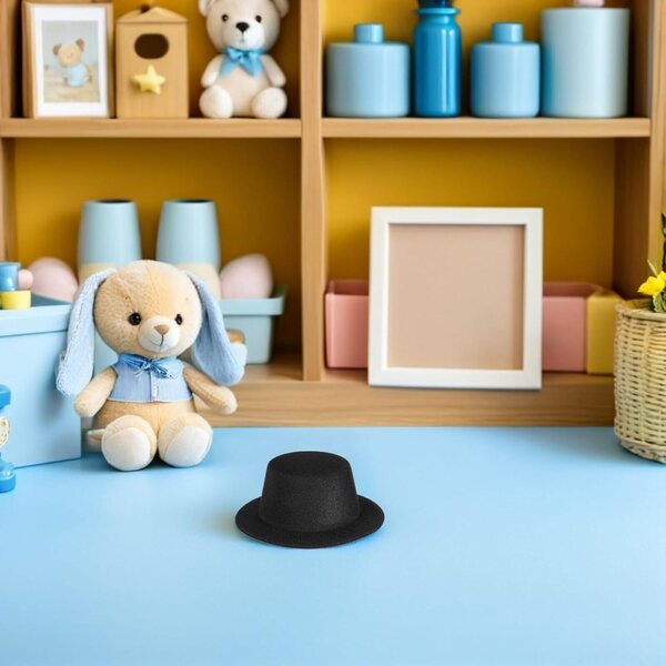 15 schwarze Mini-Zylinder aus Stoff für Weihnachtsdekorationen und Partys