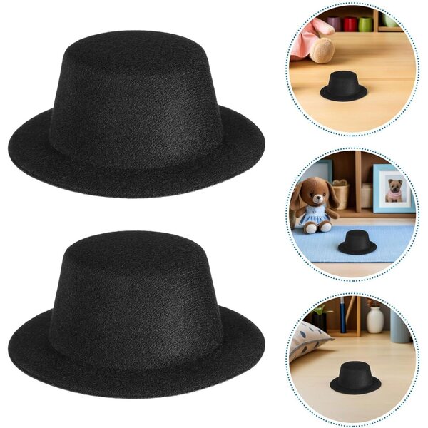 15 schwarze Mini-Zylinder aus Stoff für Weihnachtsdekorationen und Partys