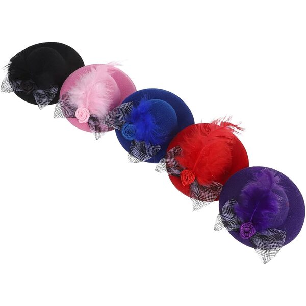 Set 5 Mini Cappelli a Cilindro per Bambole Miniatura Accessori Decorativi e Feste del Tè