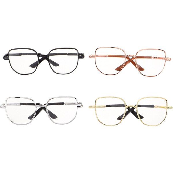 VICASKY Brille, Miniaturpuppen, transparenter Metallrahmen, 4 Stück