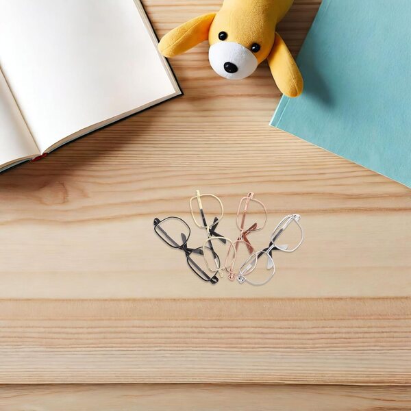 VICASKY Brille, Miniaturpuppen, transparenter Metallrahmen, 4 Stück