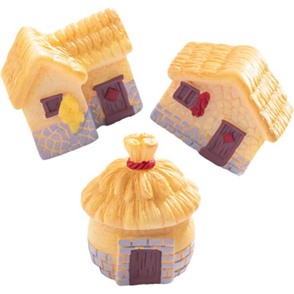 3 Mini Case in Resina per Micro Paesaggio Decorativo Terrario e Casa delle Bambole