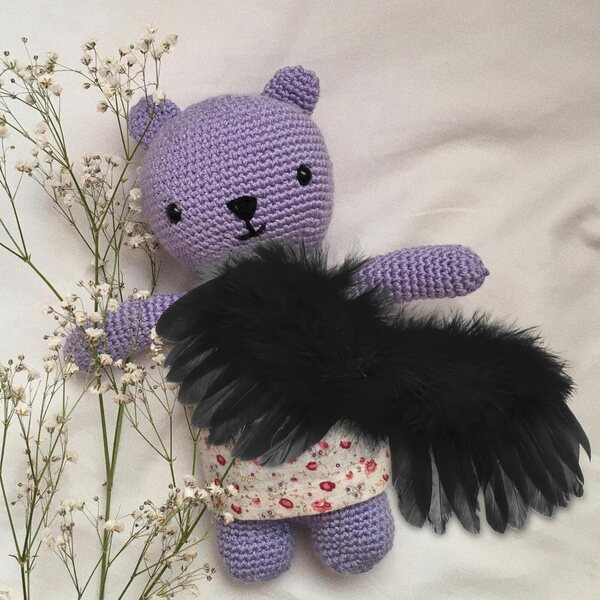 D’Angelo Miniatura 15-20 CM in Cotone Morbido per Bambole Nero, Accessorio Costume Cosplay