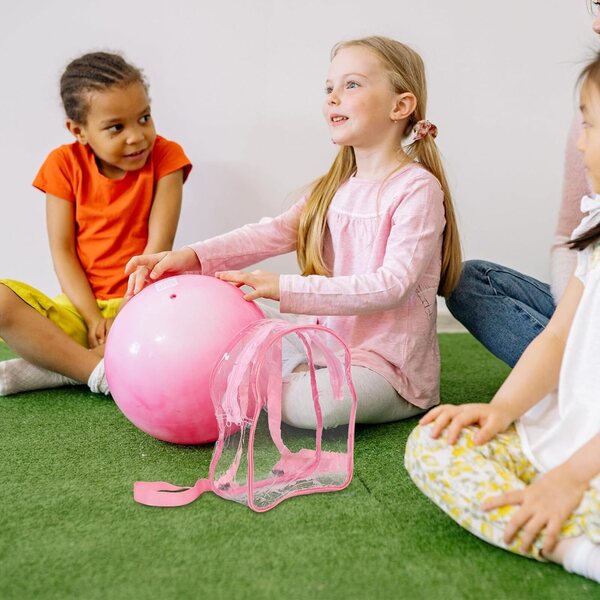 DECHOUS Transparenter Rucksack für Puppen aus widerstandsfähigem PVC, 25 x 30 x 10 cm, Rosa