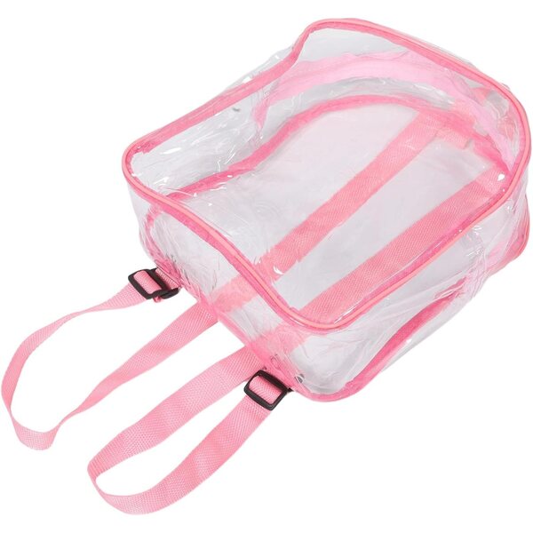 GARVALON Zaino Portaoggetti Rosa in PVC Trasparente per Bambole, Peluche e Viaggi