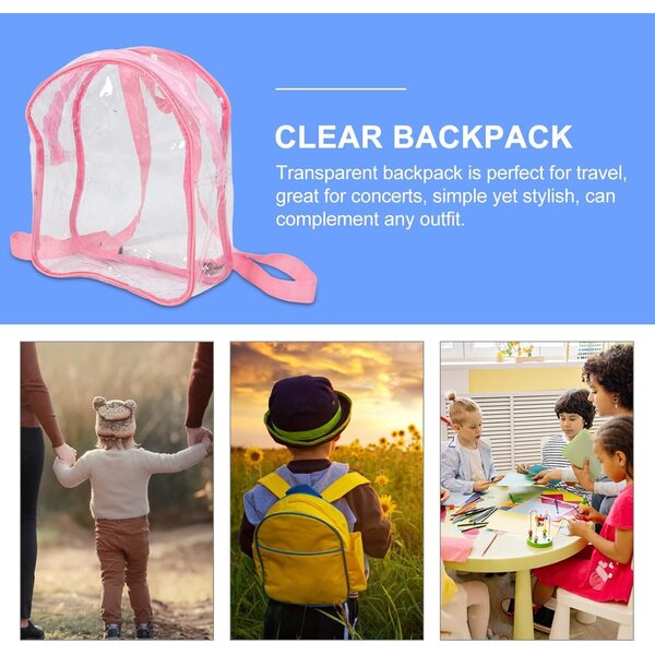 GARVALON Rosa Aufbewahrungsrucksack aus transparentem PVC für Puppen, Stofftiere und Reisen
