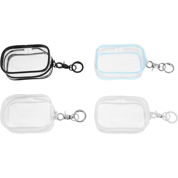 Set 4 Borse Trasparenti per Bambole e Peluche con Cerniera e Portachiavi CVUTOVO