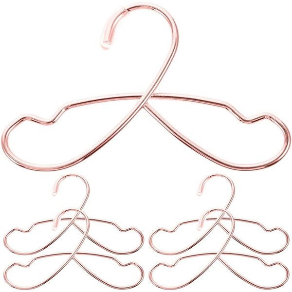 Mini-Kleiderbügel aus roséfarbenem Metall für Puppen, 5 Stück – realistische und widerstandsfähige Kleiderbügel