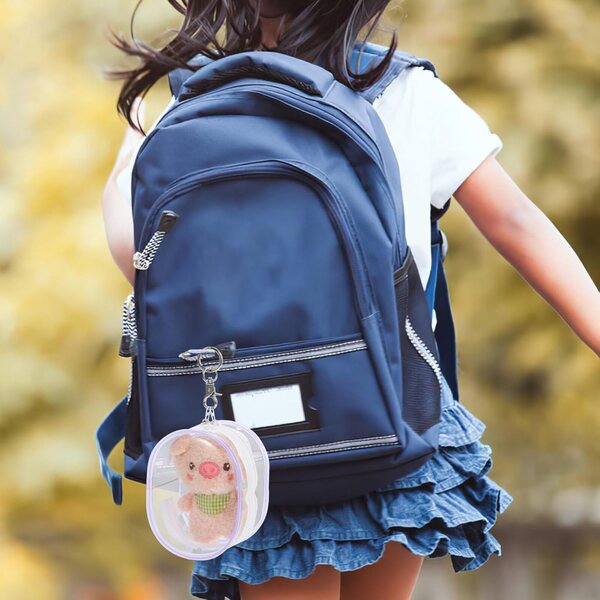 DECHOUS Transparente PVC-Tasche für Mini-Puppen mit Schlüsselhalter-Haken, Hellviolett