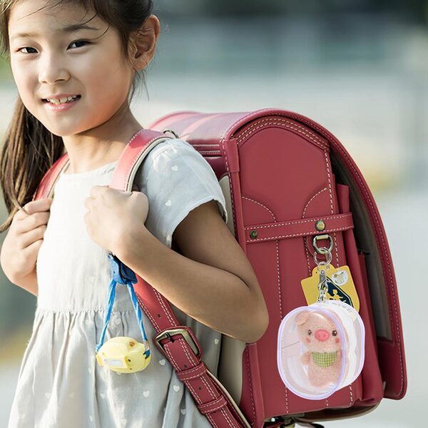 DECHOUS Transparente PVC-Tasche für Mini-Puppen mit Schlüsselhalter-Haken, Hellviolett