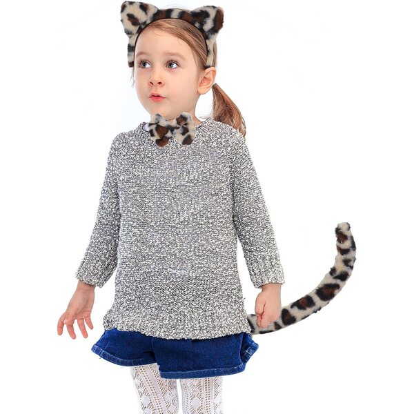 Gatuida Leopardenkatzenkostüm für Mädchen mit Ohren und Schwanz