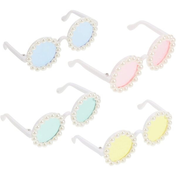 KOMBIUDA 4 Occhiali Miniatura per Bambole con Lenti Colorate - Accessori Decorativi Realistici