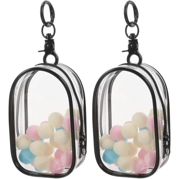 Borsa Espositiva Trasparente per Mini Figures 2 Pezzi con Chiusura a Cerniera e Portachiavi