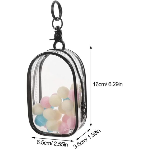 Borsa Espositiva Trasparente per Mini Figures 2 Pezzi con Chiusura a Cerniera e Portachiavi