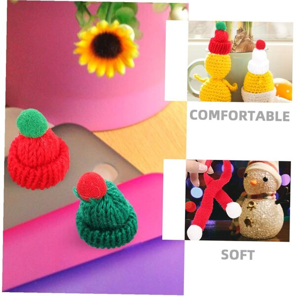PLAFOPE Mini Cappelli e Sciarpe di Natale in Maglia - Set 12 Pezzi per Decorazioni Fai da Te