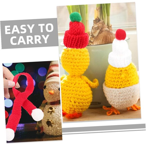 PLAFOPE Mini Cappelli e Sciarpe di Natale in Maglia - Set 12 Pezzi per Decorazioni Fai da Te