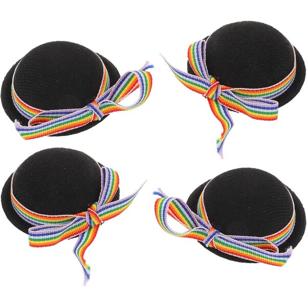 4 Mini Cappelli Neri per Bambole in Feltro Alasum - Accessori Creativi e Decorazioni