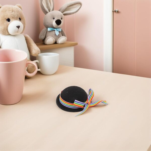 4 Mini Cappelli Neri per Bambole in Feltro Alasum - Accessori Creativi e Decorazioni
