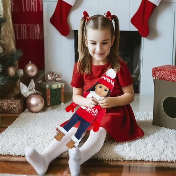 Set vestiti natalizi per bambole 18 pollici con maglione, cappello e scarpe