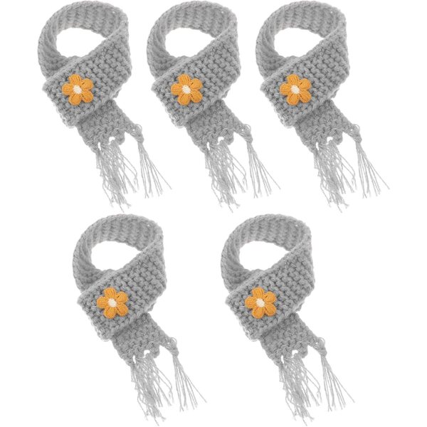 Set 5 Mini Sciarpe in Lana Grigia per Bambole e Peluche - Accessori Artigianali Morbidi e Regolabili