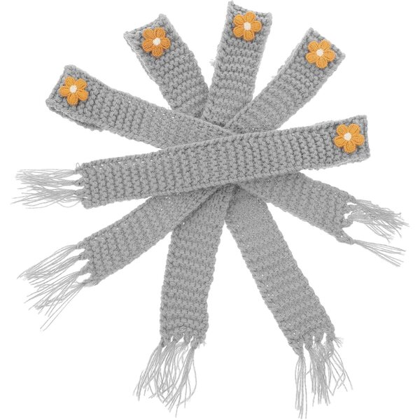 Set 5 Mini Sciarpe in Lana Regolabili Grigie per Bambole e Decorazioni Fai da Te