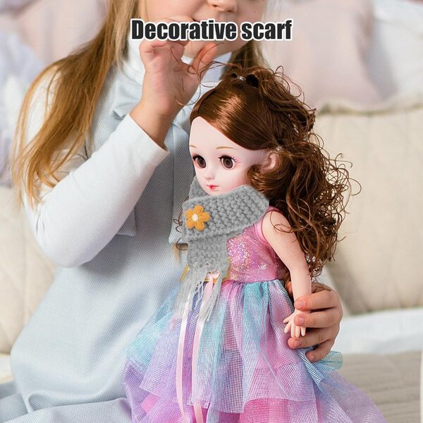 Set 5 Mini Sciarpe in Lana Regolabili Grigie per Bambole e Decorazioni Fai da Te